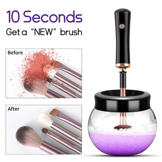 Pro 2019 Upgraded Electric Makeup Brush Cleaner and Dryer, Automatic Brush Spinner for All Brushes,Wash and Dry in Seconds,With 8 Size Rubber Collars