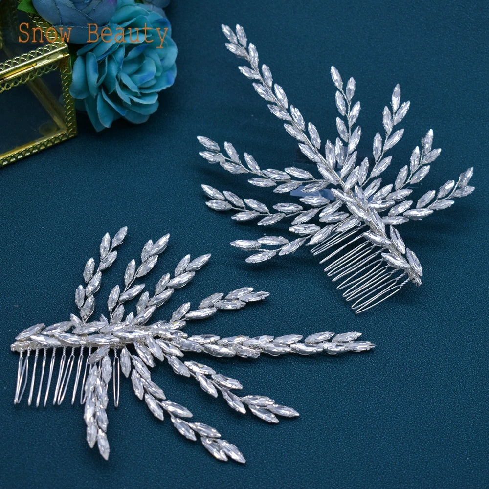 DZ061 Fashion Bride Headpiece Zircon Wedding Comb with Cubic Luxury Barrettes Hairband Wedding Hair Accessories Bridal Crowns
