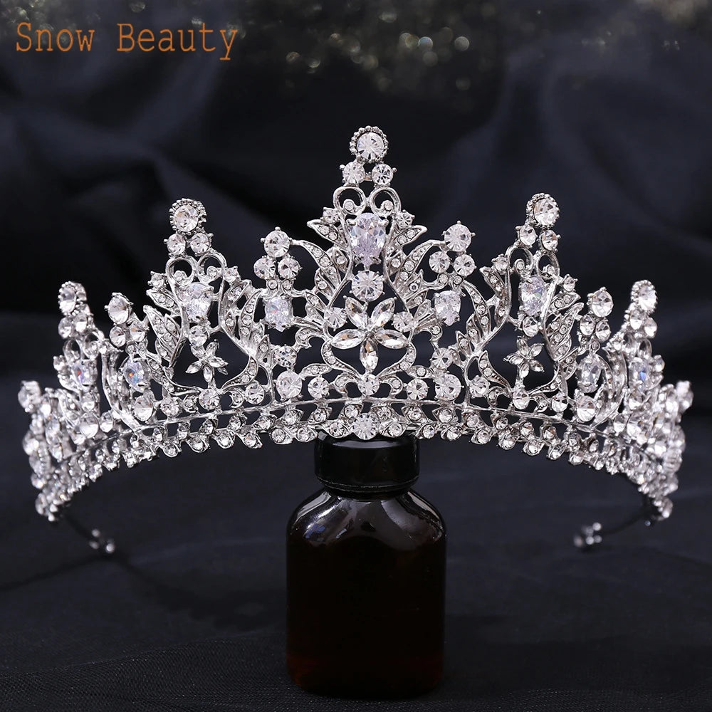 A213 Zircon Wedding round Crown Luxury Diadem Headband Rhinestone Headpiece Bridal Headwear King Tiaras Princess Hair Jewerly