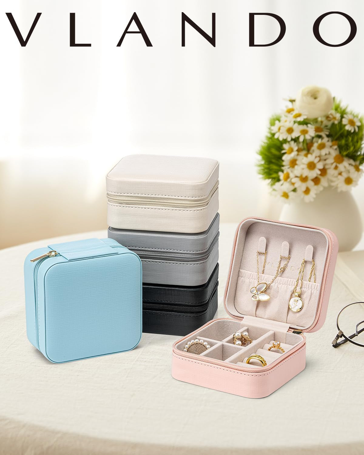 Travel Jewelry Case - Teacher Appreciation Gifts - Small Jewelry Travel Organizer Box Travel Essentials Christmas Gift for Women Girl - Pink