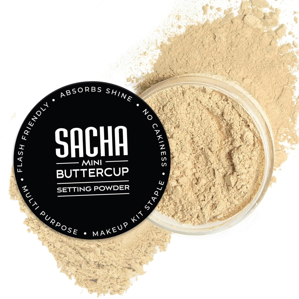 Sacha BUTTERCUP Setting Powder. No Ashy Flashback. Blurs Fine Lines and Pores. Loose, Translucent Face Powder to Set Makeup Foundation or Concealer. for Medium to Dark Skin Tones, 1.75 Oz.