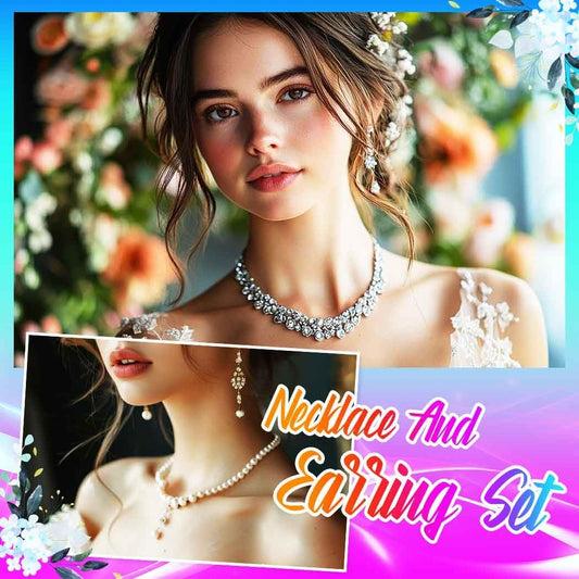 Bride Silver Necklace Earrings Set Crystal Bridal Wedding Jewelry Sets Rhinestone Choker Necklace for Women and Girls