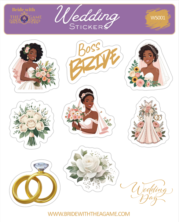 Melanin & Matrimony Wedding Sticker WS001 Bride with The A Game