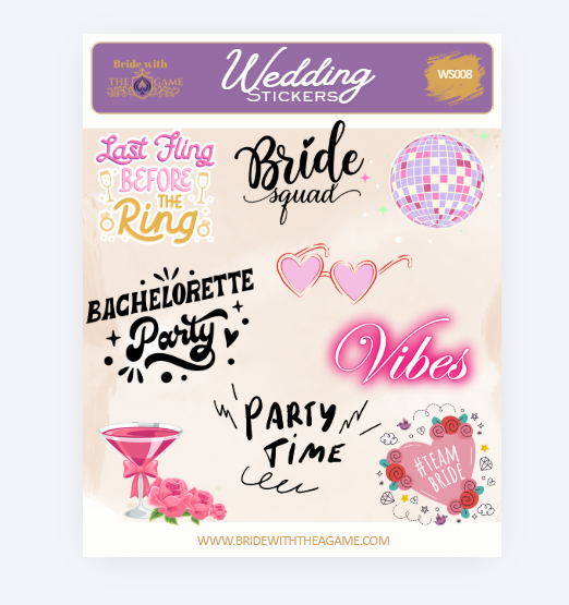 Bride Squad Wedding Sticker Sheet WS008 Bride with The A Game