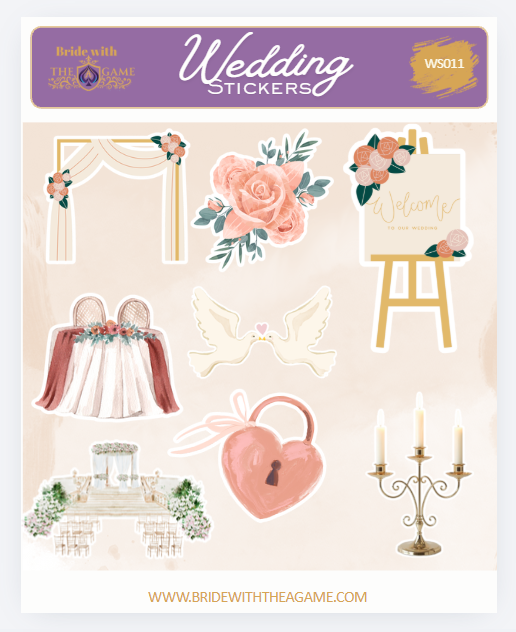 Wedding Decor! Wedding Sticker Sheet WS011 Bride with The A Game