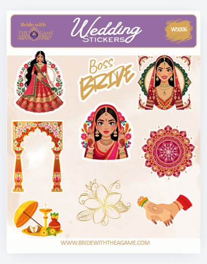 Henna & Happiness Wedding Sticker Sheet WS006 Bride with The A Game