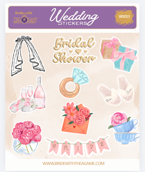 Bridal Shower! Wedding Sticker Sheet WS013 Bride with The A Game