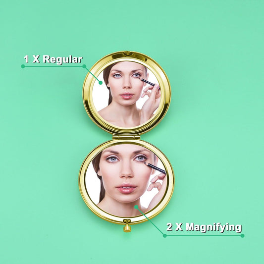 Bridesmaid Gifts Compact Makeup Mirror Wedding Gift for Maid of Honor Sister Gift Bachelorette Party Gift Bridal Party Gifts Bridal Shower Gift Pocket Makeup Mirror Wedding Day Thank You Gift (Gold)