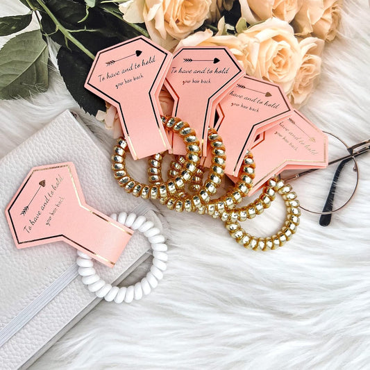 8Pcs Spiral Hair Ties, Bridesmaid Hair Ties, Bachelorette Party Favors, Bridesmaid Proposal Gifts for Wedding/Bridal Party (Champagne & White)