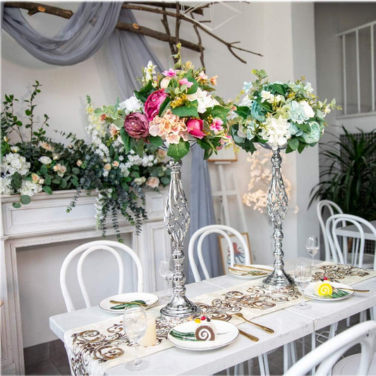 Wedding Centerpieces for Reception Tables - Twist Candleholder Stands, Flower Arrangement Vases, Metal Road-Leading Home Decor