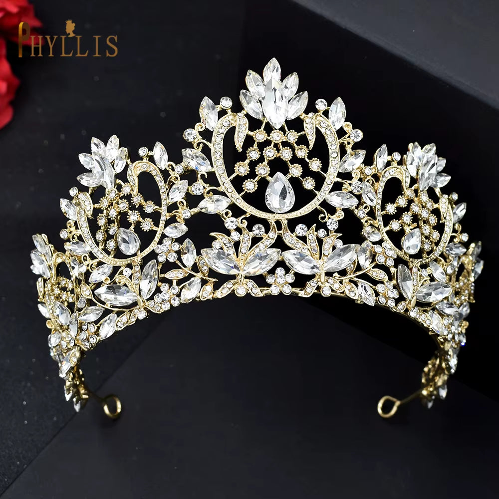 A195 Luxury Wedding Crown for Bride Tiaras Rhinestone Hair Jewelry Gifts Crystal Hair Accessories Women Headband Bridal Headwear