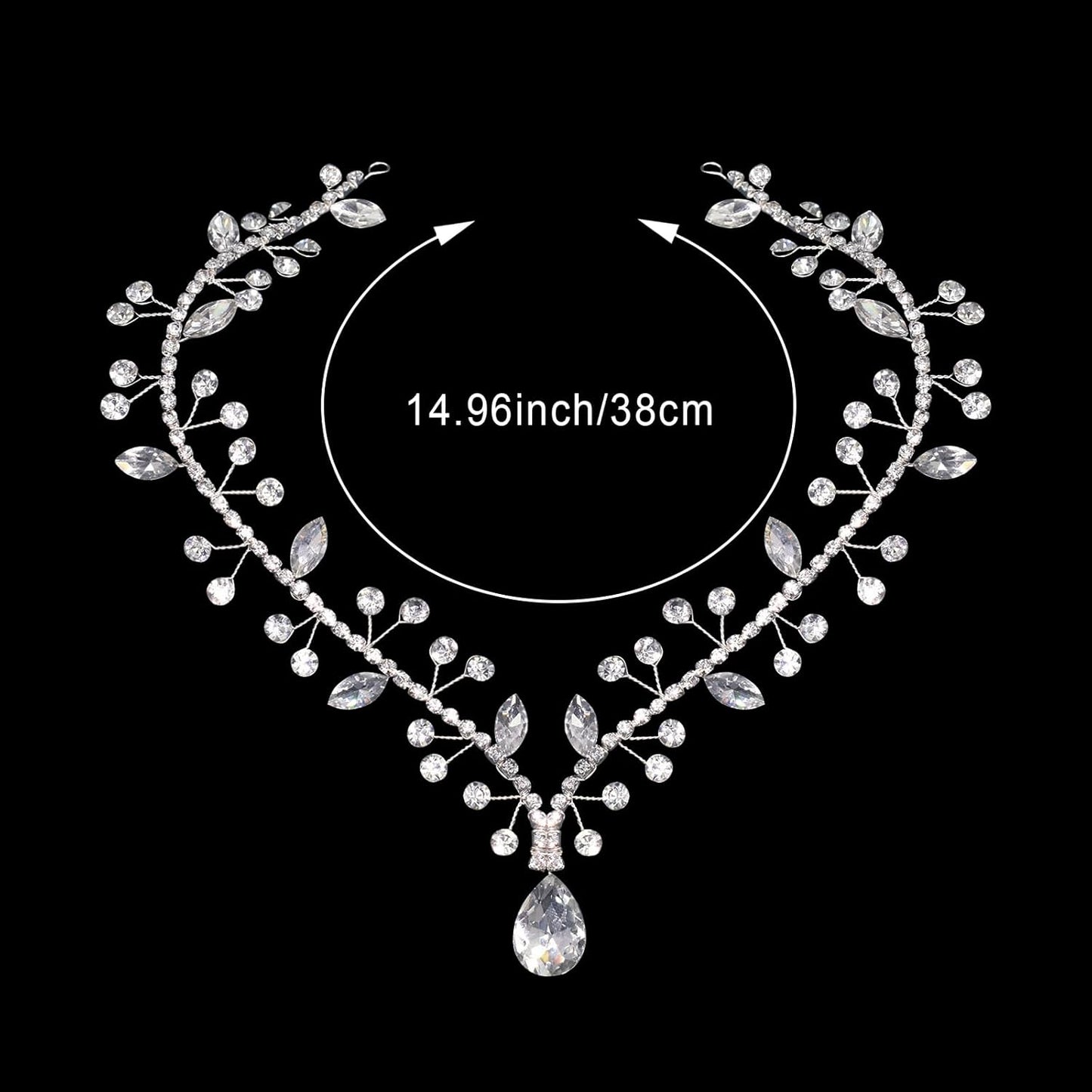 Wedding Hair Accessories for Brides, Rhinestone Forehead Headpiece, Rhinestone Bridal Headband Bridal Headpieces for Wedding (Silver)