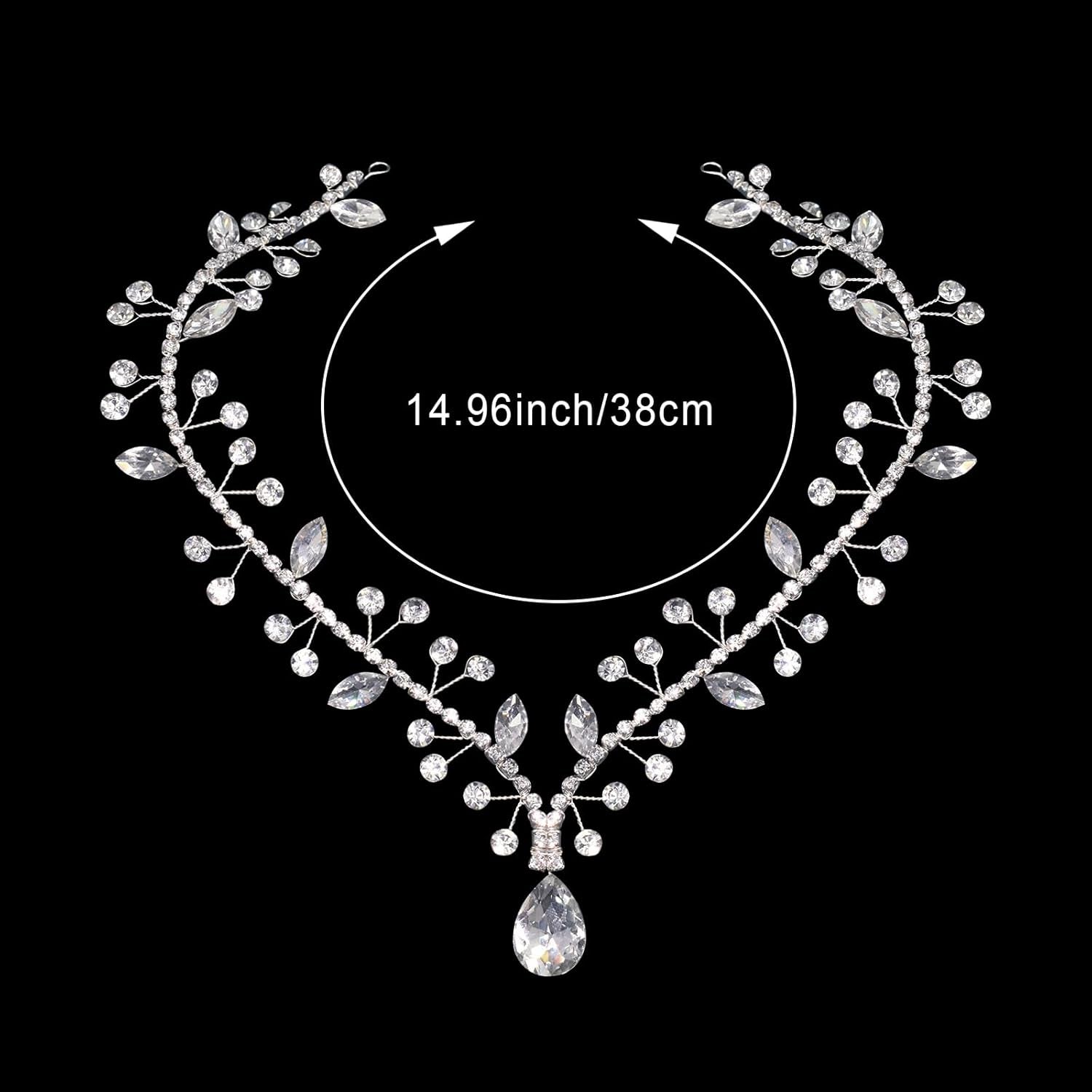 Wedding Hair Accessories for Brides, Rhinestone Forehead Headpiece, Rhinestone Bridal Headband Bridal Headpieces for Wedding (Silver)