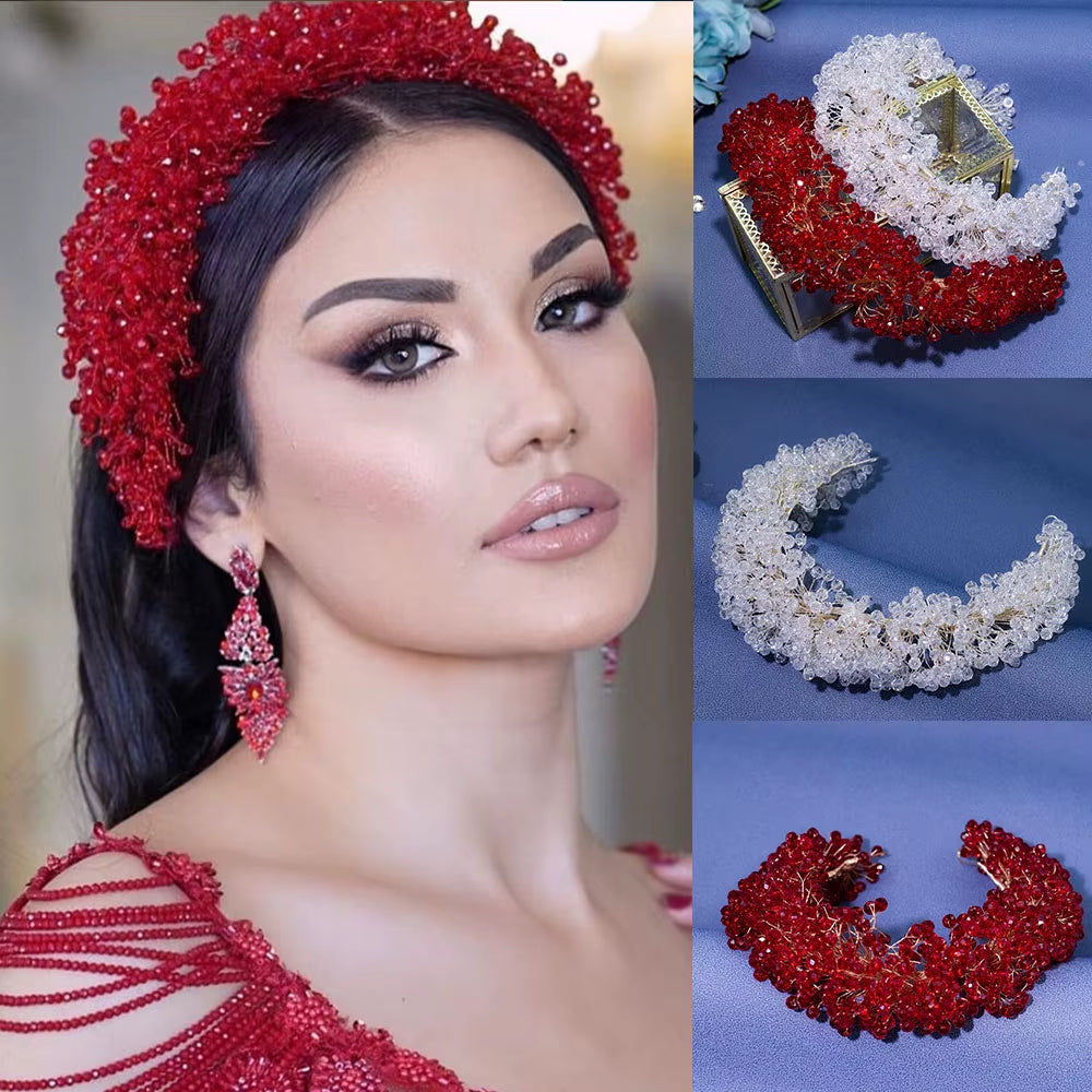 A315 Crystal Bridal Headdress Design Headpiece for Women Tiaras Wedding Headbands Pageant Prom Wedding Hair Jewelry Queen Crown