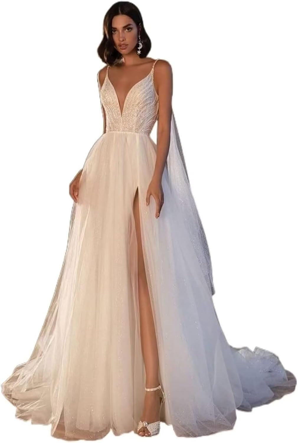 Long Sleeves Wedding Dresses for Bride 2025 Boho Beach A-Line Appliques Lace Bridal Ball Gowns with Train