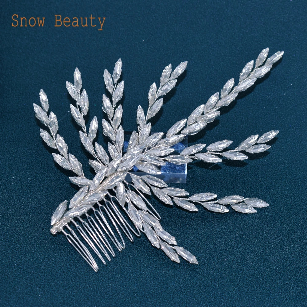 DZ061 Fashion Bride Headpiece Zircon Wedding Comb with Cubic Luxury Barrettes Hairband Wedding Hair Accessories Bridal Crowns