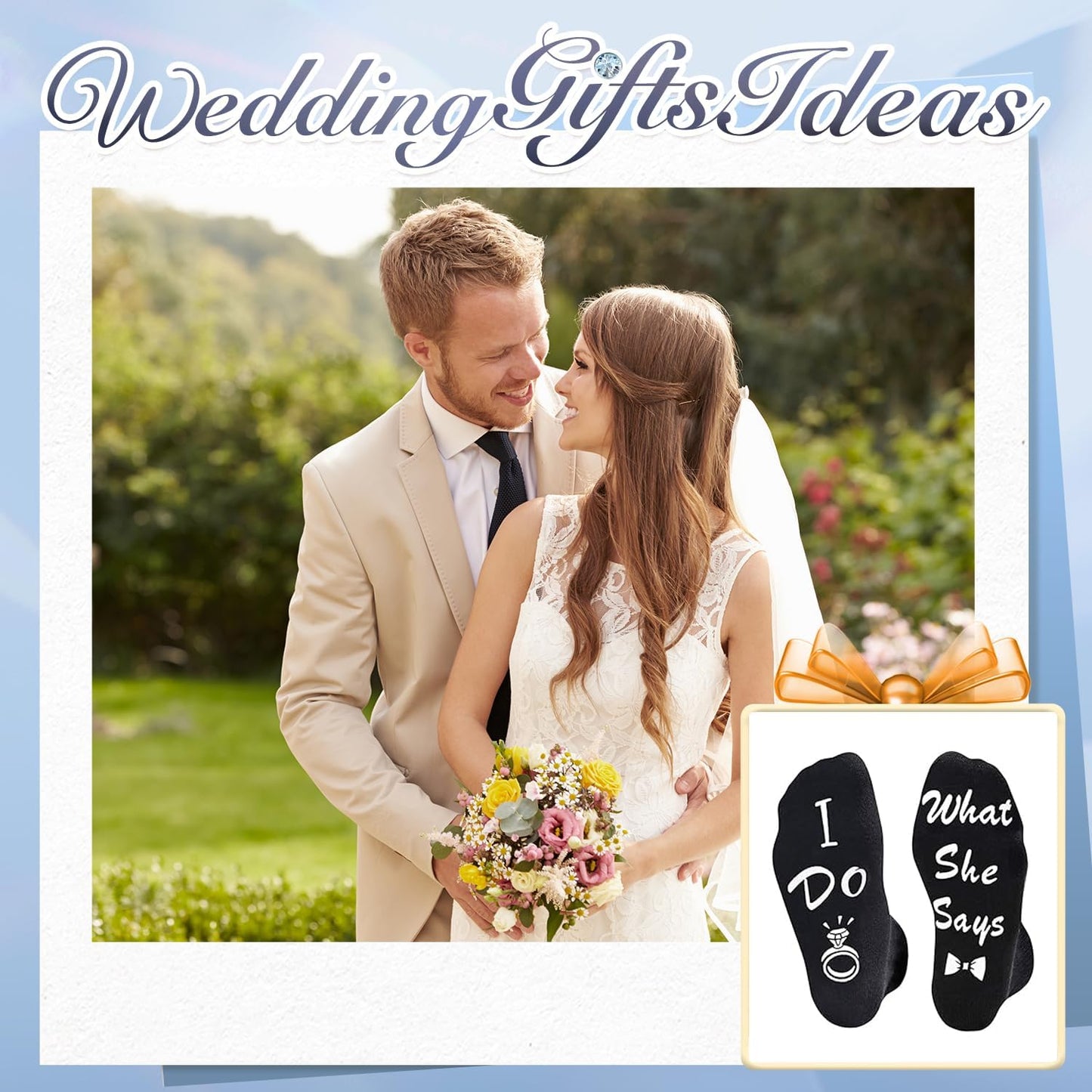 Wedding Gifts for Couples - Bride & Groom Gifts for Wedding Day, Engagement What She Said Socks