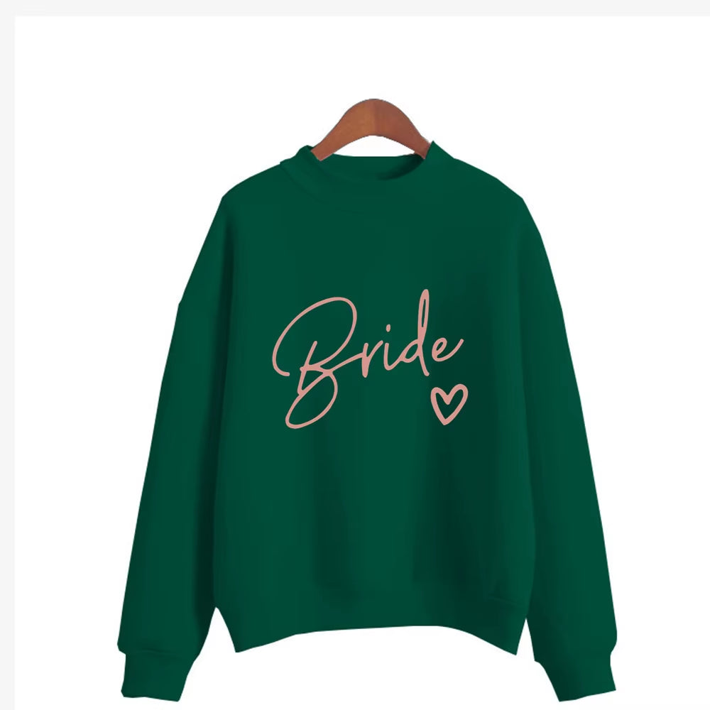 Women'S Bride Team BRIDE Printed Sweatshirt Sweet round Neck Pullover Thick Autumn