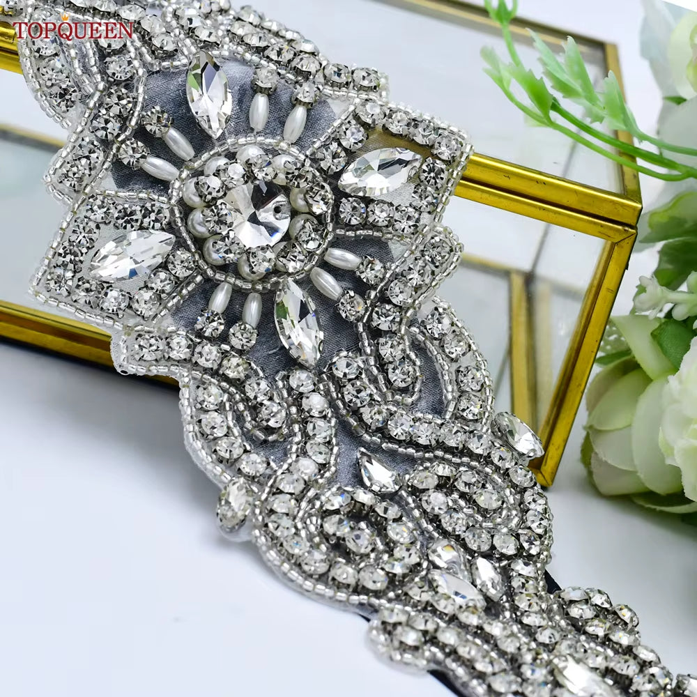 S26 Luxury Rhinestones Wedding Dresses Belt Women Crystal Applique Decoration Sparkly for Bride Waistband Bridal Sash
