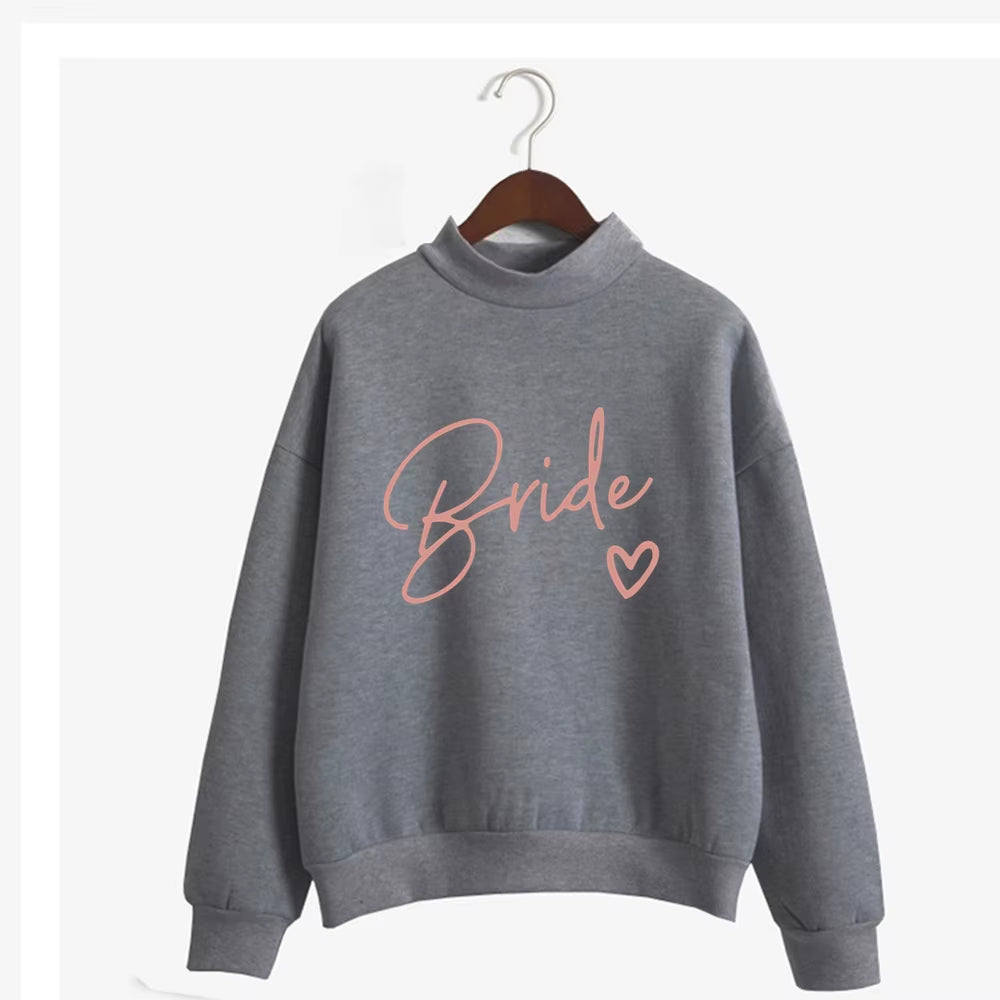 Women'S Bride Team BRIDE Printed Sweatshirt Sweet round Neck Pullover Thick Autumn