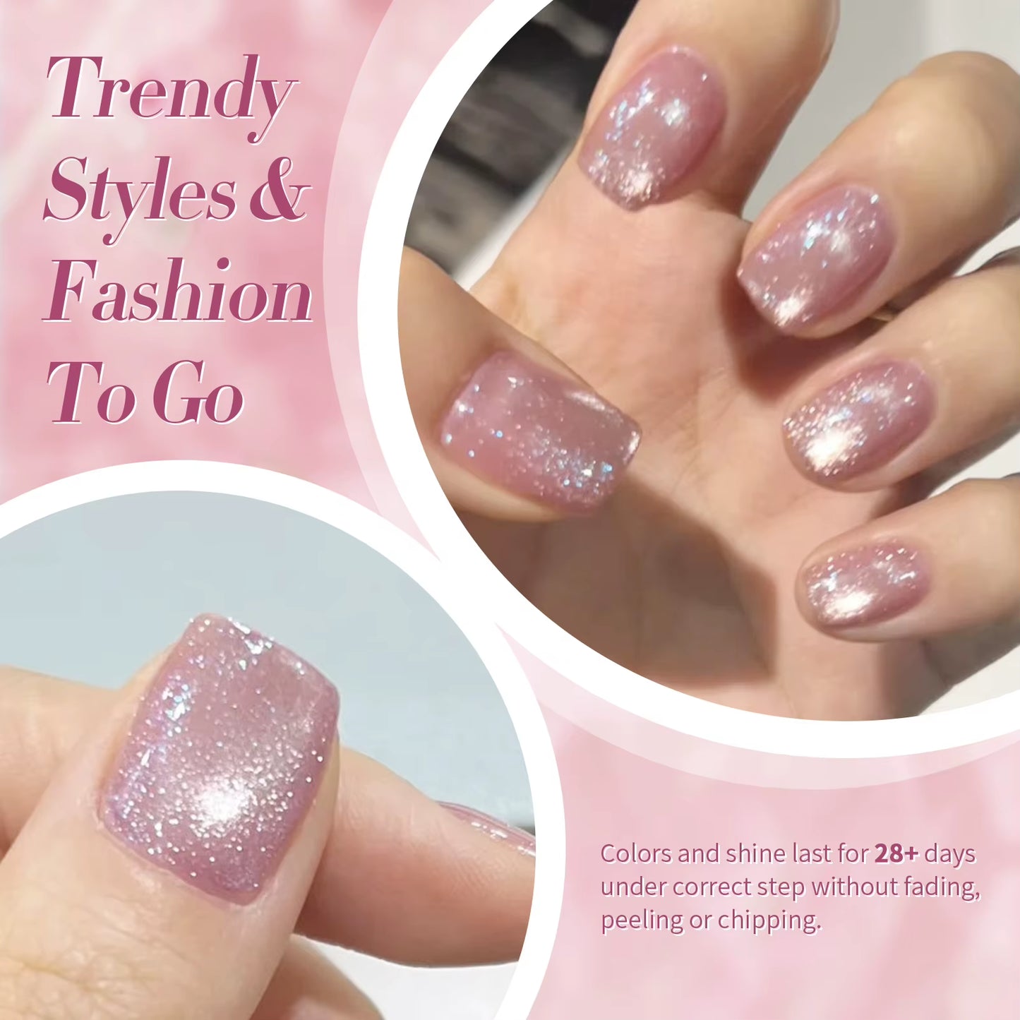 6PCS Pink Ocean Cat Magnetic Nail Gel Polish Set - Holographic Jelly Manicure Kit for Salon-Quality Art