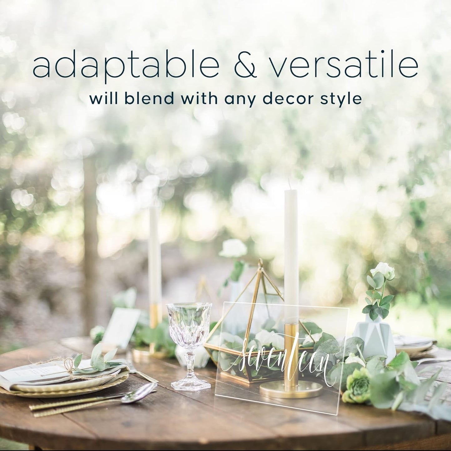 Acrylic Wedding Table Numbers 1-20, Acrylic Wedding Signs with Calligraphy Lettering, Glass like Rustic Reception Event, Frames or Stands Not Included (1-20)