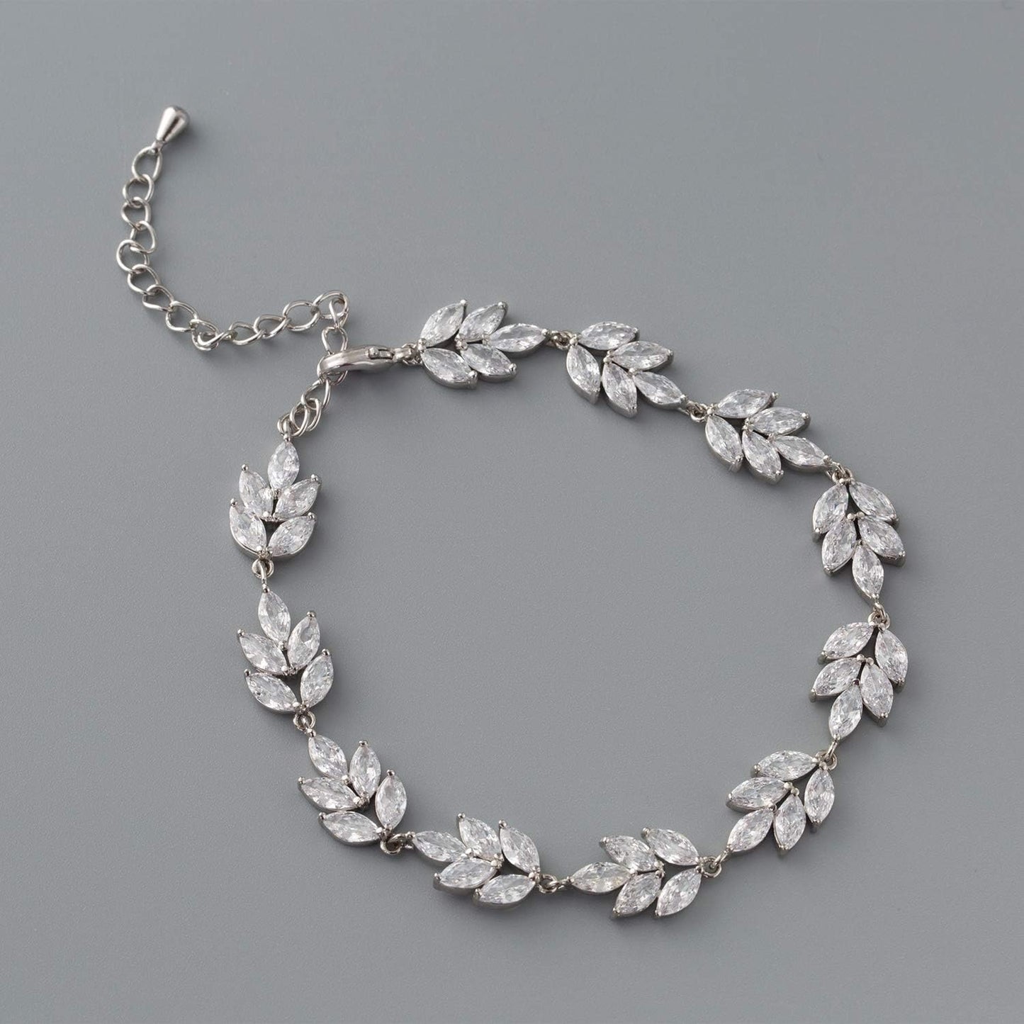 Bracelet Wedding Bridal for Brides,Bridesmaid-Crystal Cubic Zirconia Bracelet Leaf Vine Vintage Style