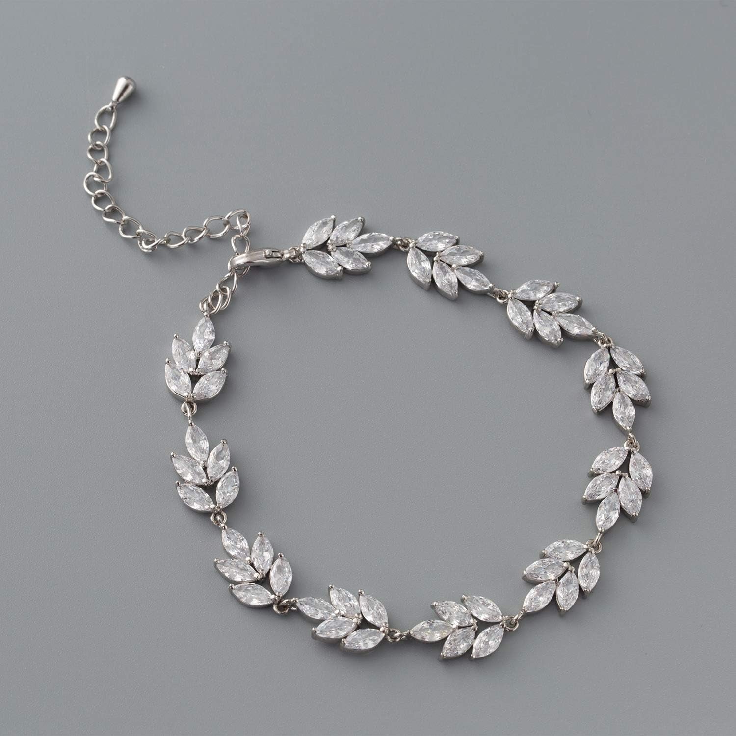 Bracelet Wedding Bridal for Brides,Bridesmaid-Crystal Cubic Zirconia Bracelet Leaf Vine Vintage Style