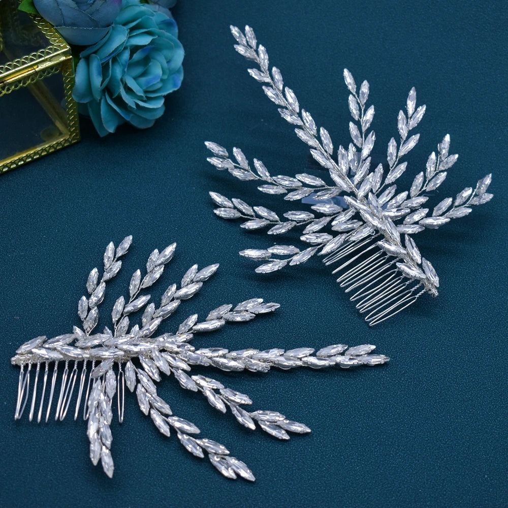 DZ061 Fashion Bride Headpiece Zircon Wedding Comb with Cubic Luxury Barrettes Hairband Wedding Hair Accessories Bridal Crowns
