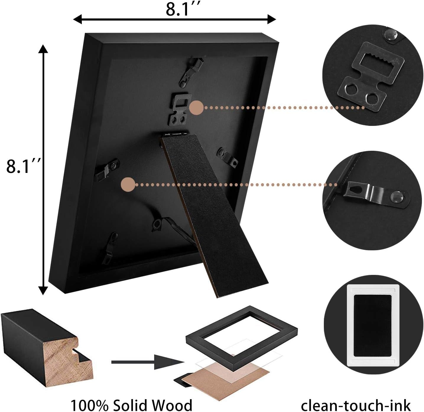 Heart Thumbprint Keepsake Frame and Ink Kit,Wedding Picture Frame Wedding Registry Idea Shower Gift for Bride Newlywed (Black Frame, Silver Text)