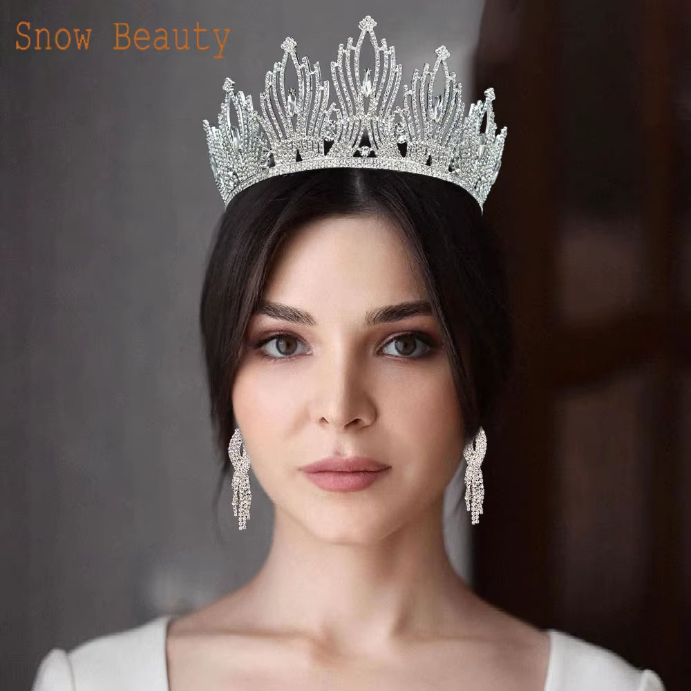 A195 Luxury Wedding Crown for Bride Tiaras Rhinestone Hair Jewelry Gifts Crystal Hair Accessories Women Headband Bridal Headwear