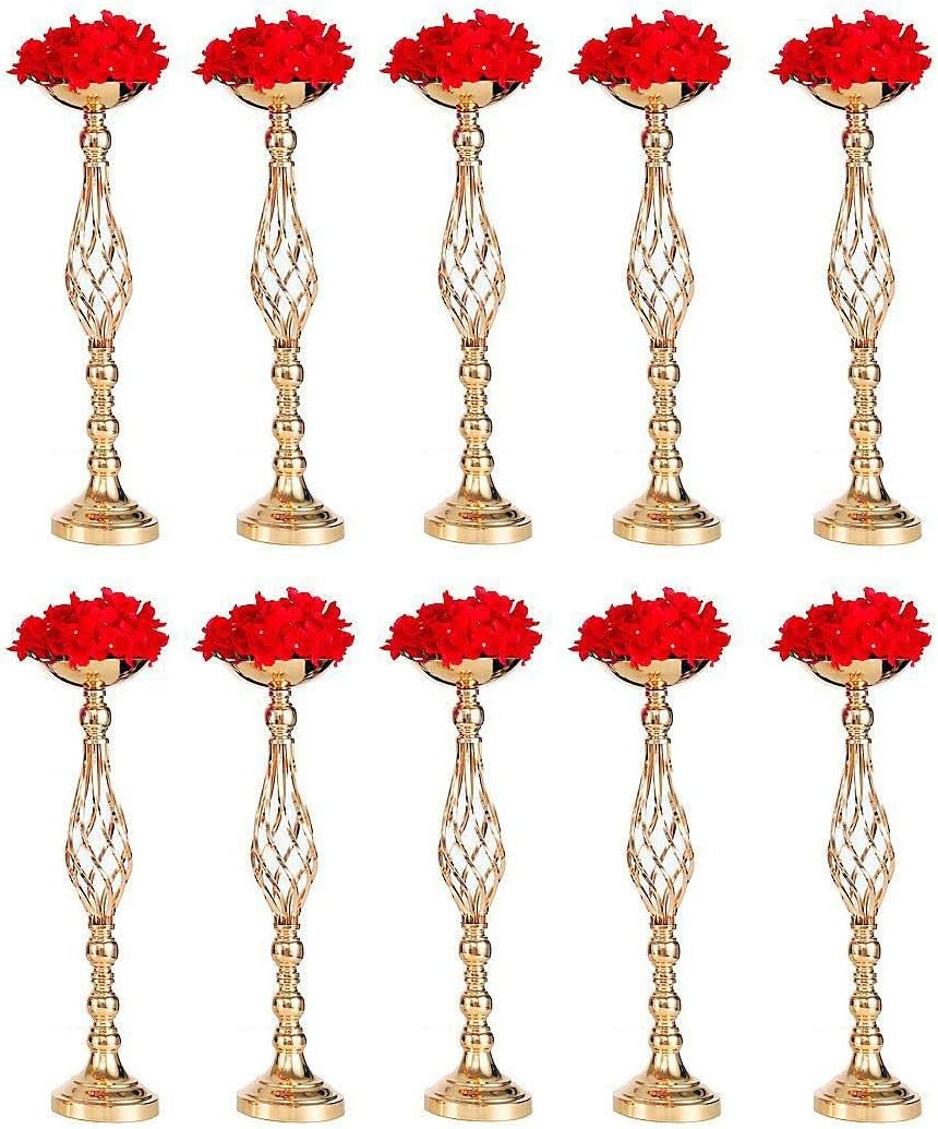 Wedding Centerpieces for Reception Tables - Twist Candleholder Stands, Flower Arrangement Vases, Metal Road-Leading Home Decor