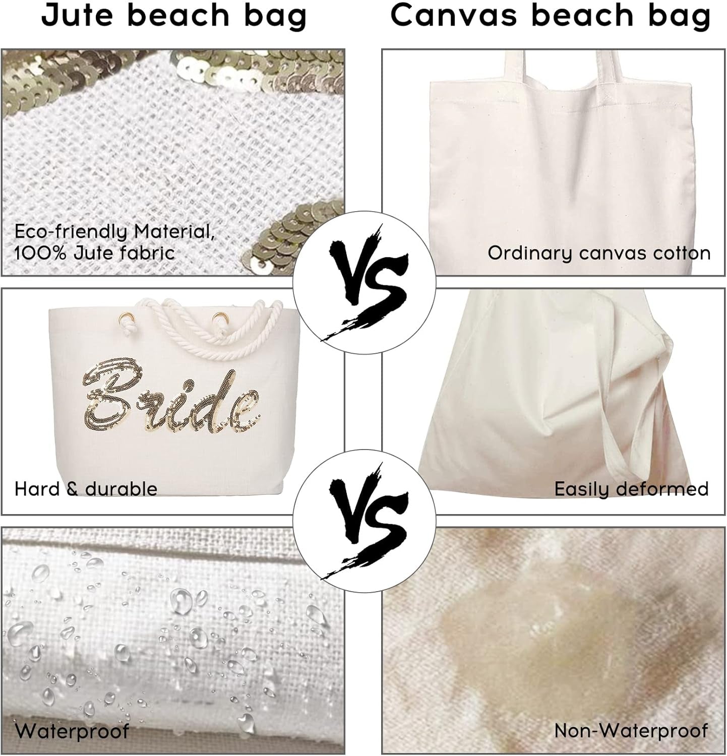 Bride Tote Bag, Jute Silver Sequin Interior Pocket, Wedding Party Honeymoon Gifts for Her