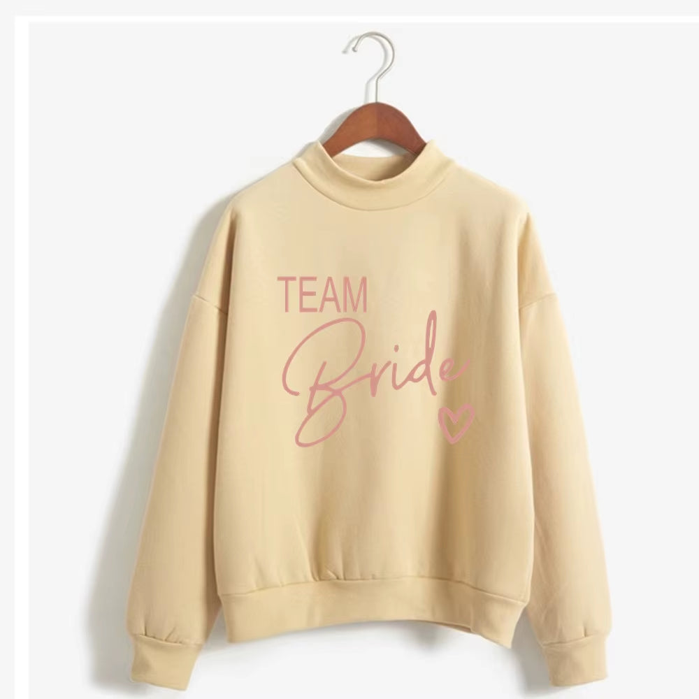 Women'S Bride Team BRIDE Printed Sweatshirt Sweet round Neck Pullover Thick Autumn