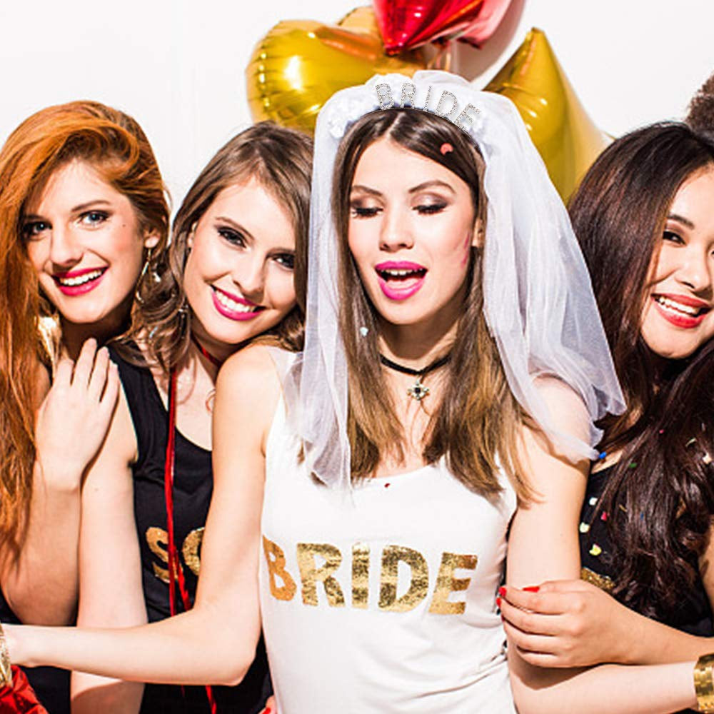 Bride Headband for Wedding, Bridal Shower, Bachelorette Party, Bridal Tiara, Rhinestone & Silver, Women'S Headpiece Hair Accessories, One Size, 1 Count