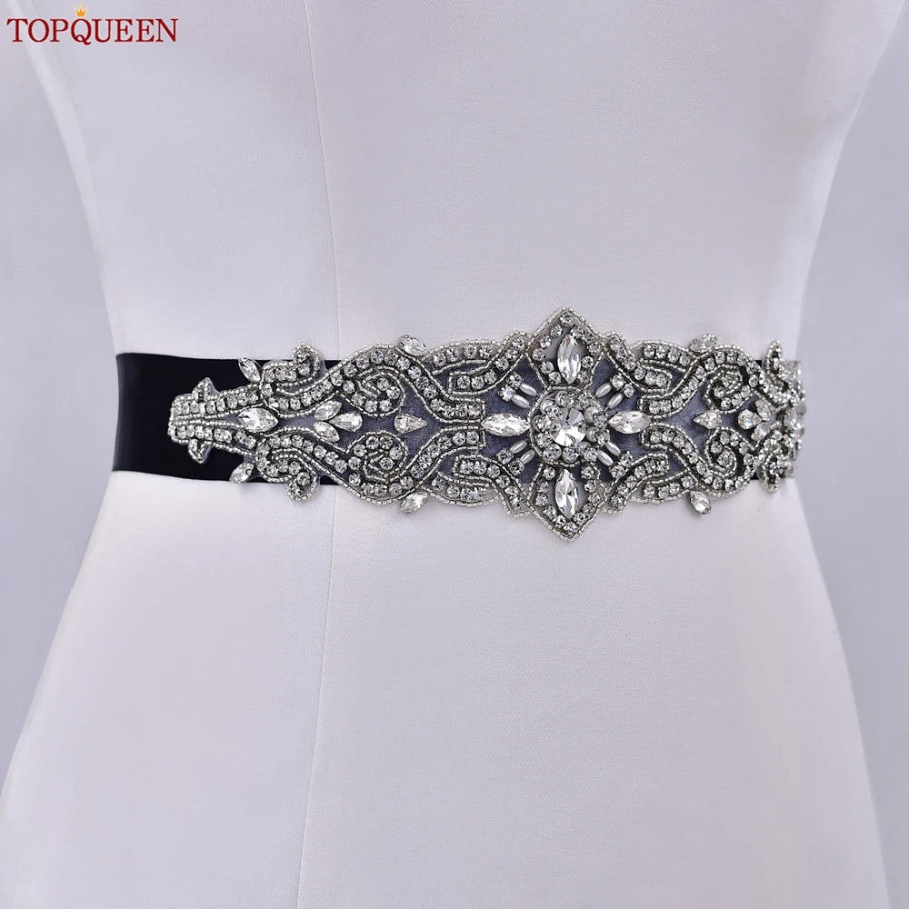 S26 Luxury Rhinestones Wedding Dresses Belt Women Crystal Applique Decoration Sparkly for Bride Waistband Bridal Sash