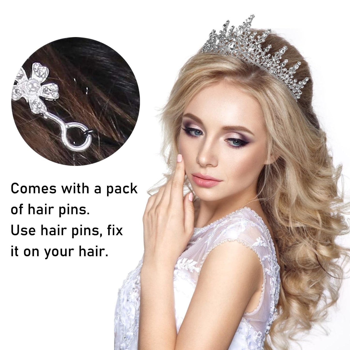 Elegant Silver Tiara & Crown for Women - Sparkling Crystal Rhinestone Hair Accessories for Brides, Parties, and Cosplay - Perfect for Weddings, Birthdays, and Halloween!