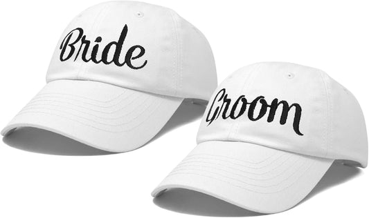 Bride Groom Dad Hats Baseball Caps Newlywed Wedding Party Gift in White
