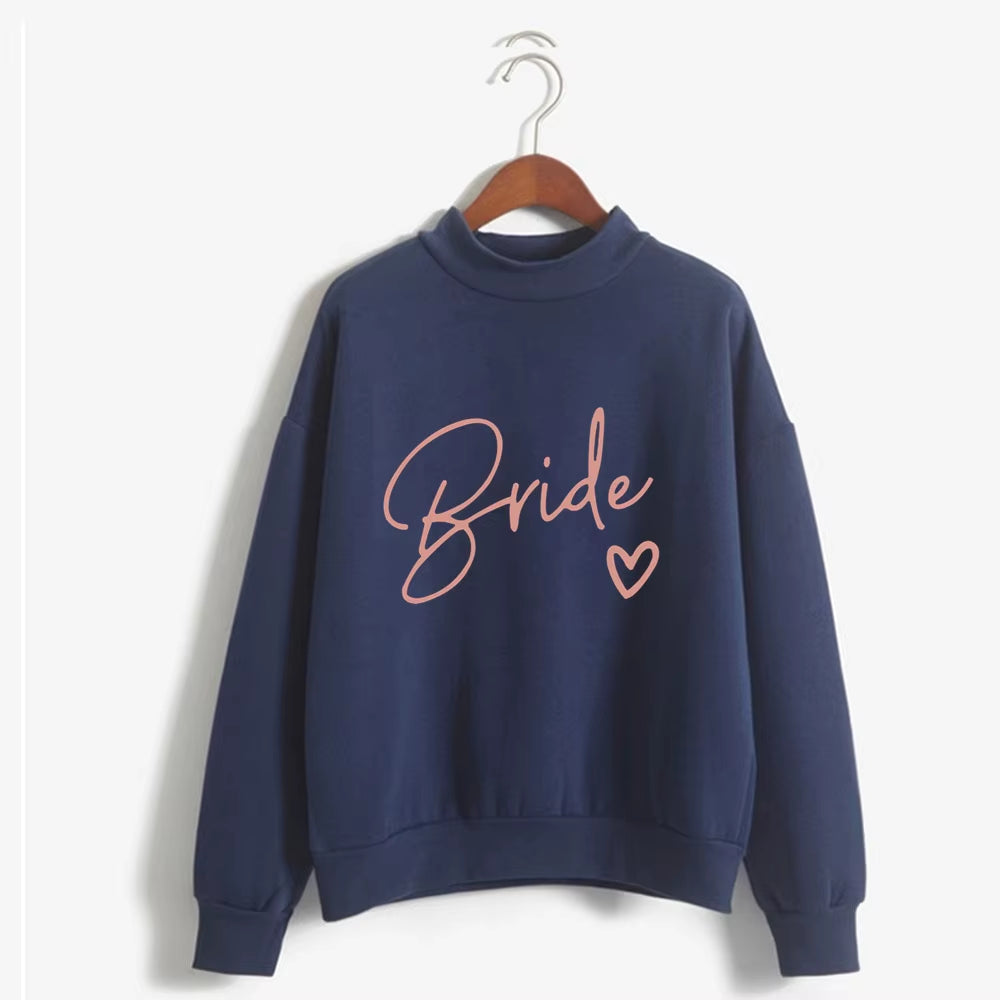 Women'S Bride Team BRIDE Printed Sweatshirt Sweet round Neck Pullover Thick Autumn