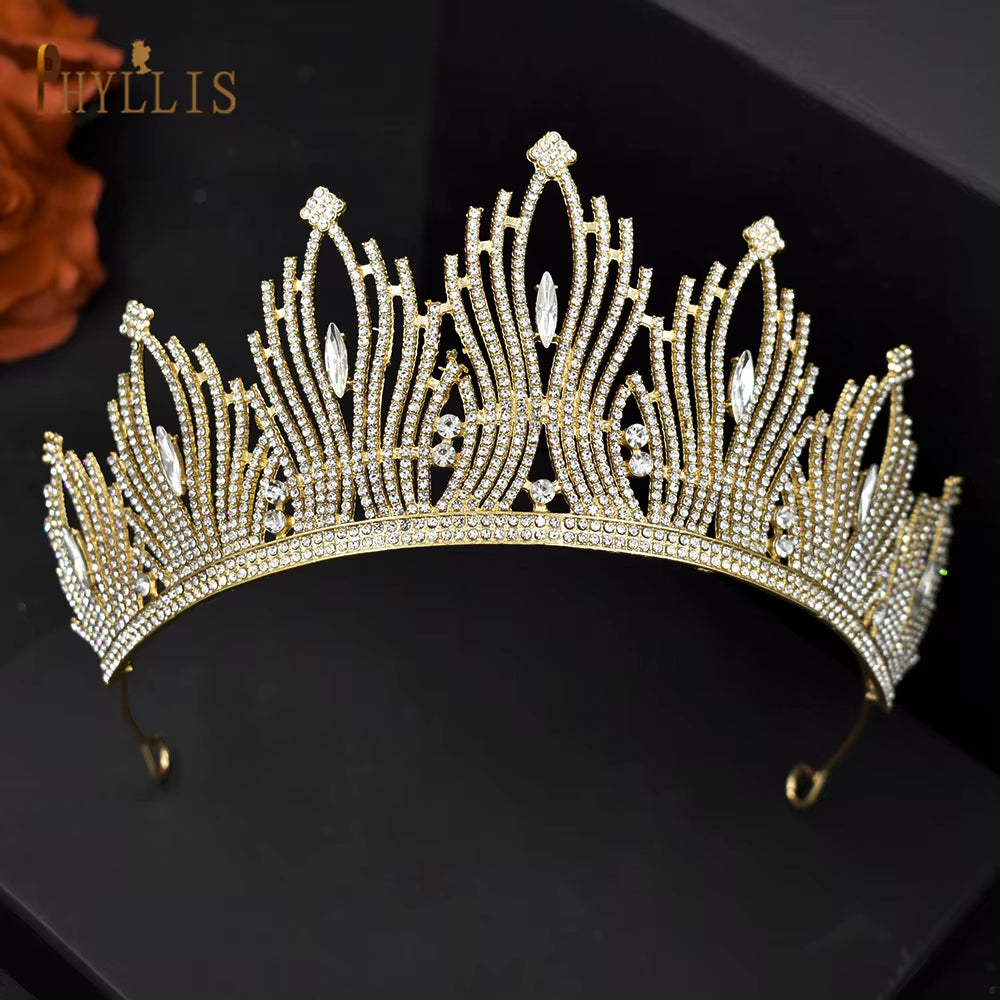 A195 Luxury Wedding Crown for Bride Tiaras Rhinestone Hair Jewelry Gifts Crystal Hair Accessories Women Headband Bridal Headwear