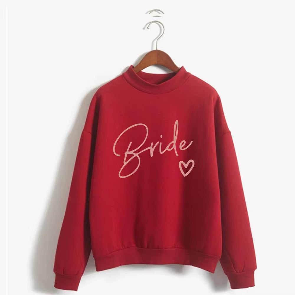 Women'S Bride Team BRIDE Printed Sweatshirt Sweet round Neck Pullover Thick Autumn