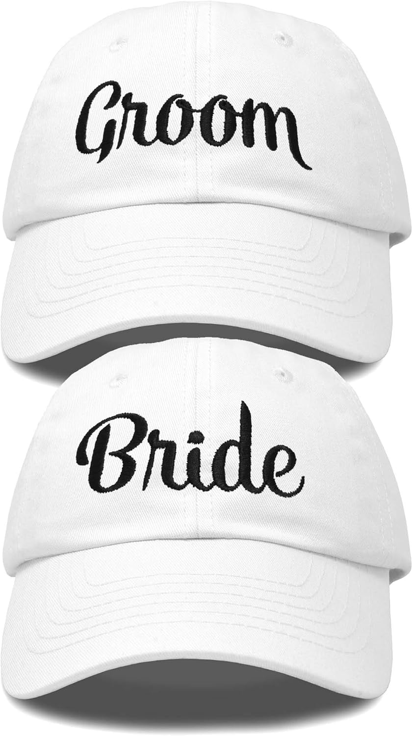 Bride Groom Dad Hats Baseball Caps Newlywed Wedding Party Gift in White