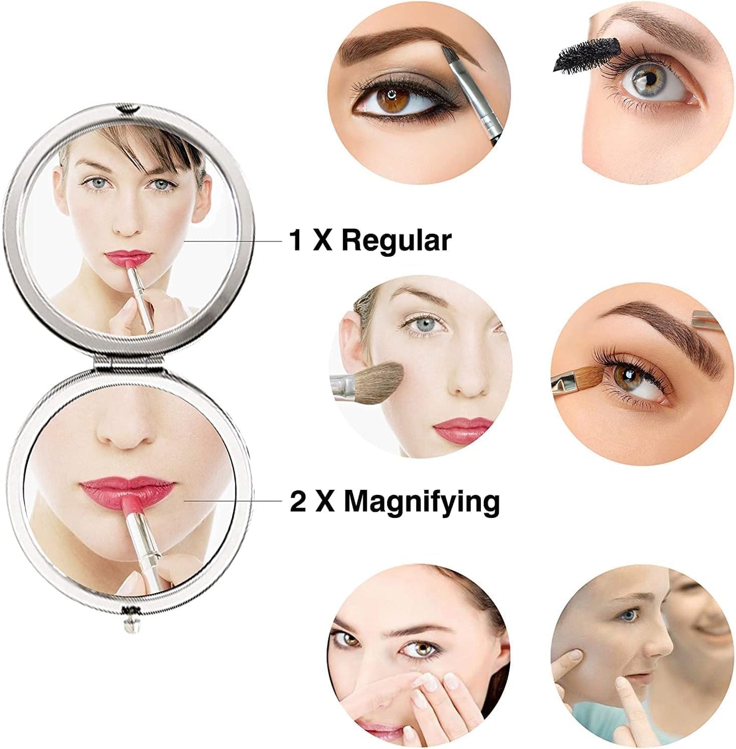 Pack of 11 Bridesmaid Gifts Set Include 1 Bride 1 Maid of Honor 9 Bridesmaid Pocket Compact Makeup Mirrors for Bachelorette Party Bridesmaid Proposal Gifts. (Champagne)