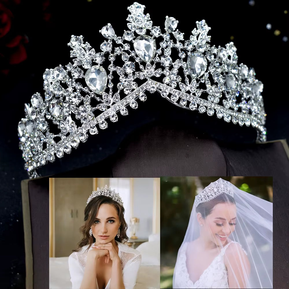 A195 Luxury Wedding Crown for Bride Tiaras Rhinestone Hair Jewelry Gifts Crystal Hair Accessories Women Headband Bridal Headwear