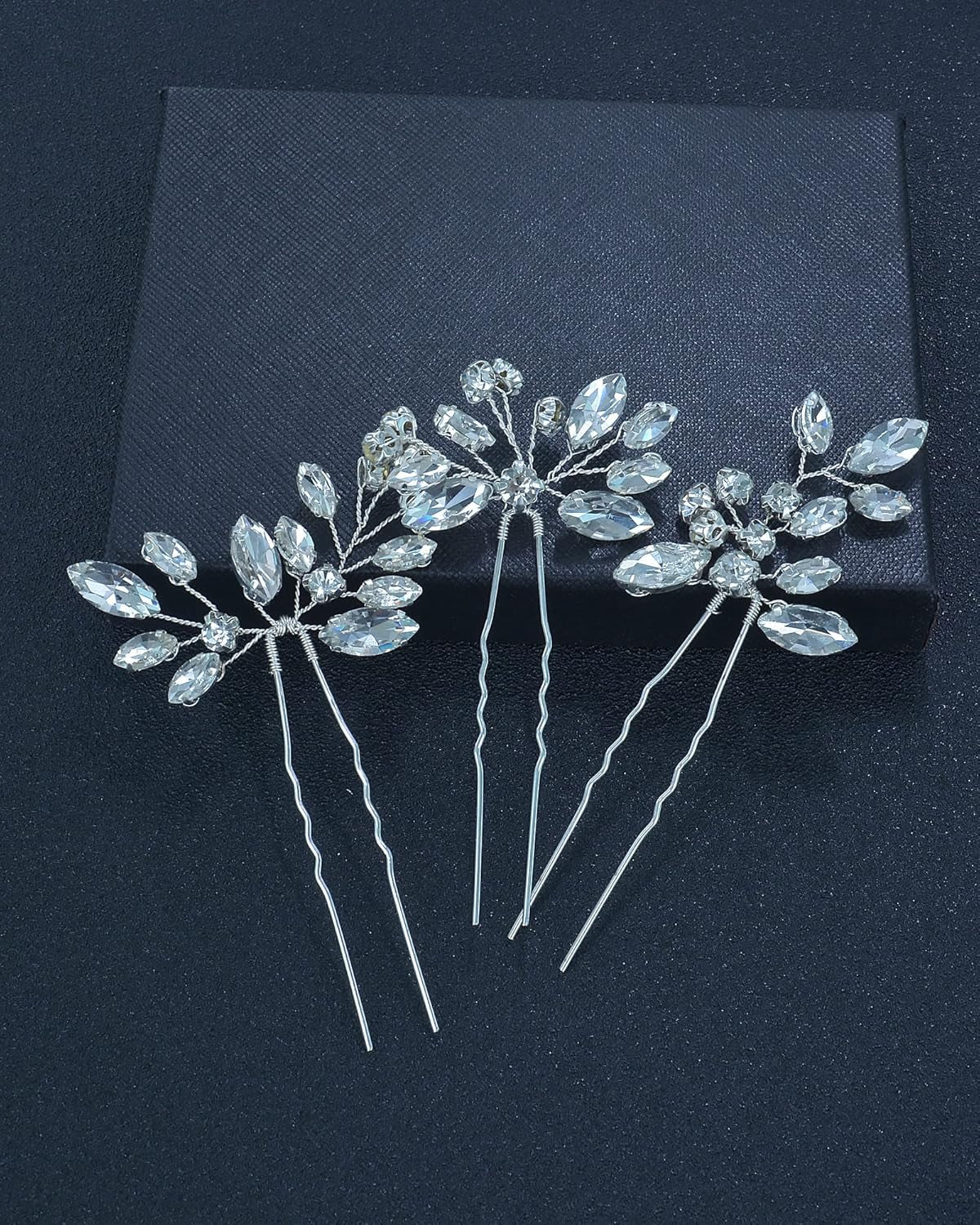 Bridal Hair Accessories,  8Pcs Crystal Wedding Hair Pieces, Handmade Rhinestone Bridal Hair Pin for Women, Girls, Bridesmaids (Silver) (Silver)