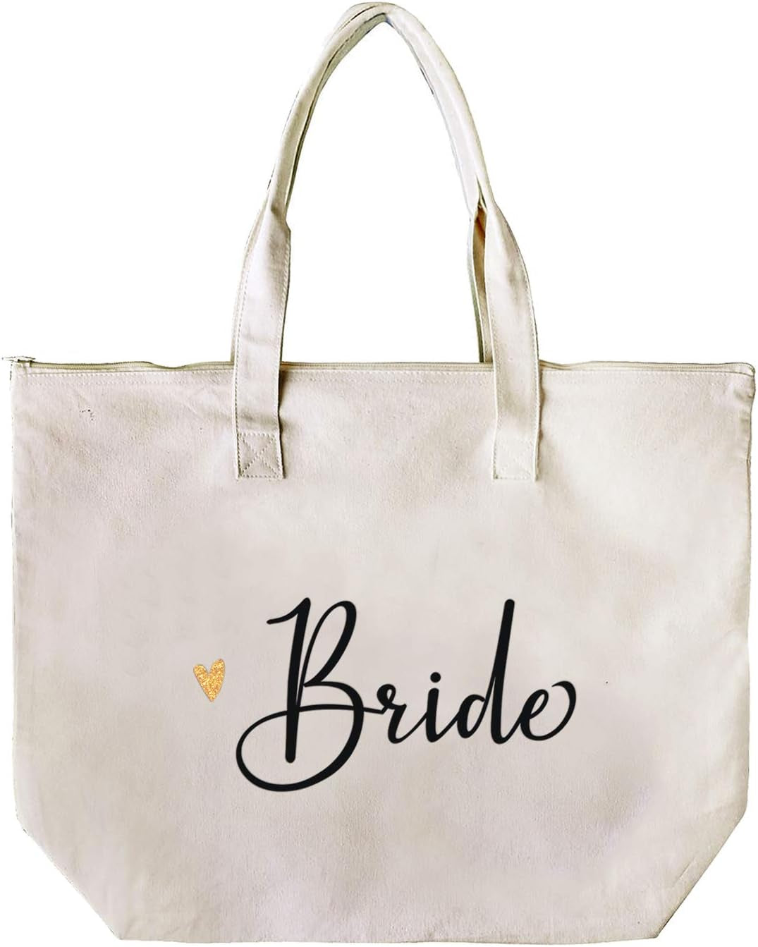 Bride Gifts Bride Bag for Wedding Bachelorette Engagement Party Accessories Bridal Shower Gifts Cotton Beach Canvas Tote Shoulder Bag with Zipper and Pocket
