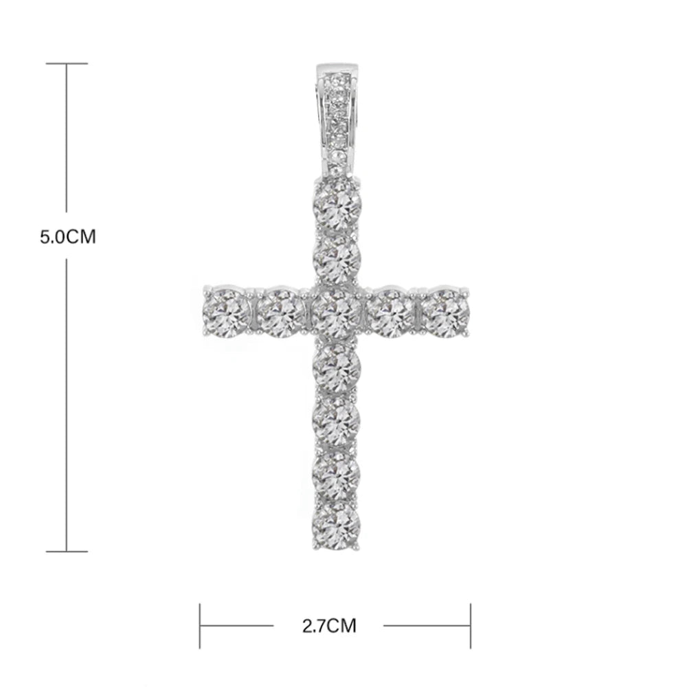 Stylish Hip Hop Cross Pendant Necklace with Zircon Tennis Chain - Iced Out Bling Jewelry for Men and Women - Perfect Fashion Gift!