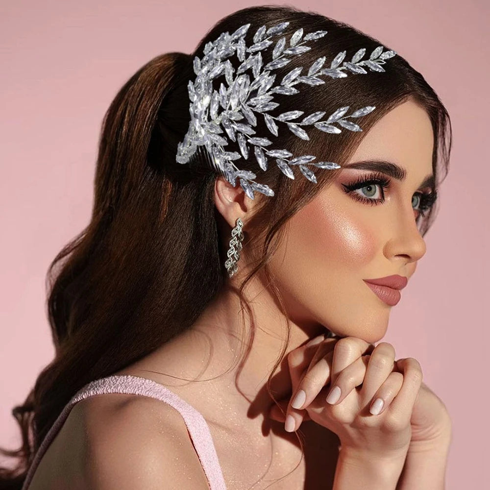 DZ061 Fashion Bride Headpiece Zircon Wedding Comb with Cubic Luxury Barrettes Hairband Wedding Hair Accessories Bridal Crowns