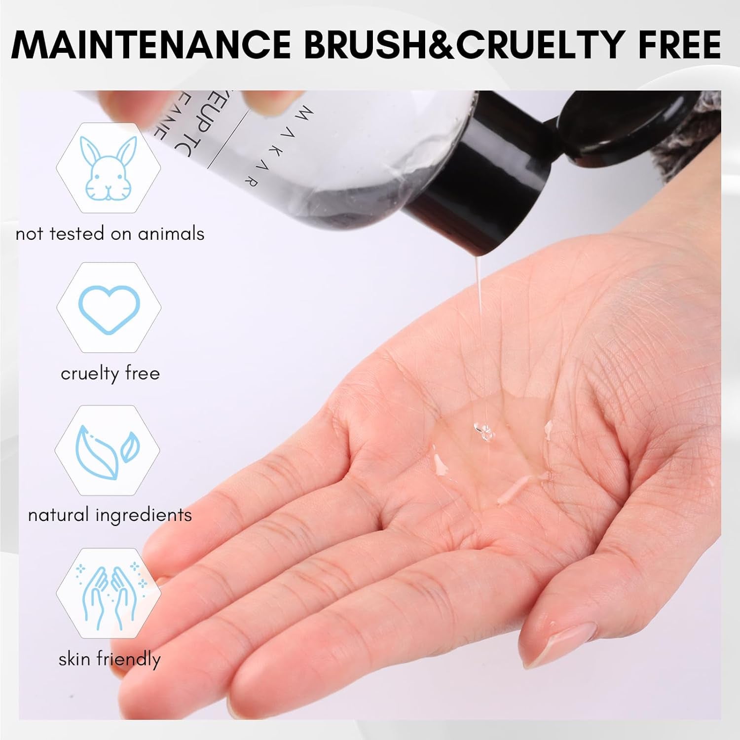 Brush Cleaner Solution: Deep Cleaning for Makeup and Nail Brushes, Sponges, and Powder Puffs, Hypoallergenic Formula, Removes Residue from Cosmetic Tools Cruelty-Free(2.02 Fl Oz)