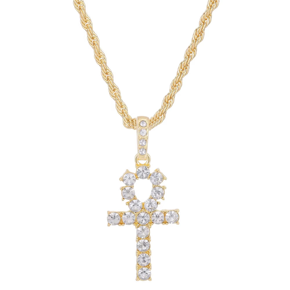 Stylish Hip Hop Cross Pendant Necklace with Zircon Tennis Chain - Iced Out Bling Jewelry for Men and Women - Perfect Fashion Gift!